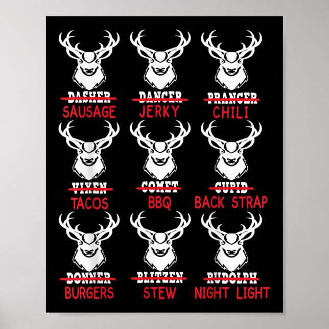 Affiche Chasse Drôle aux Cerfs Père Noël Tee Men Femmes Ch (Devant)