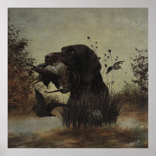 Affiche Chasse en laine avec pointeur À poils durs alleman