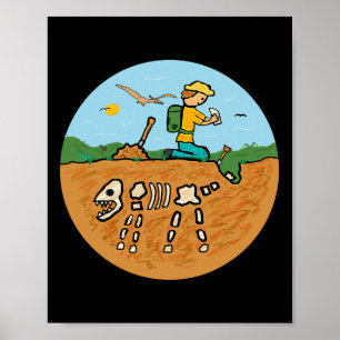 Affiche Chasse Fossile Dinosaure Bones Paléontologue Fossi