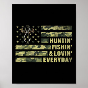 Affiche Chasse Pêche Aimer Chaque Jour Camo American Fla