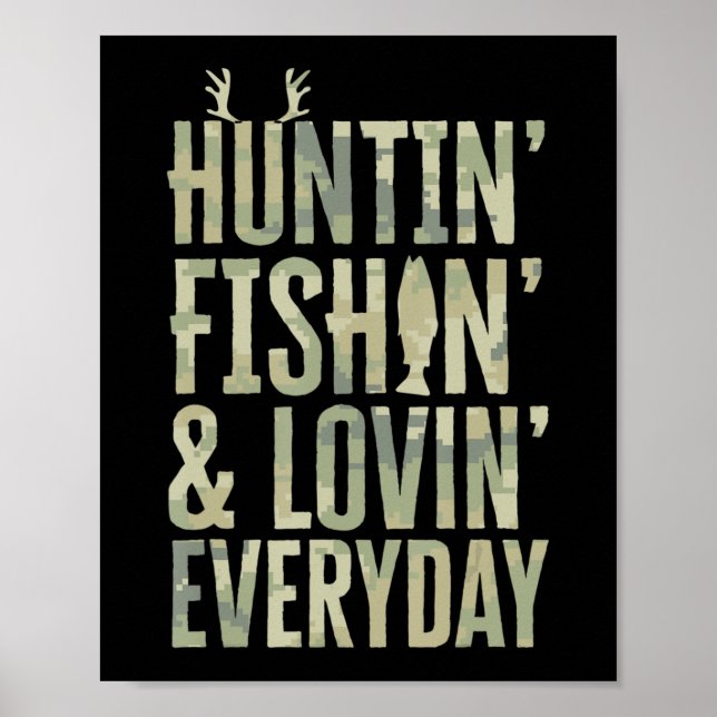 Affiche Chasse Pêche Aimer chaque jour Fête des pères Camo (Devant)