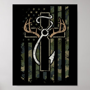 Affiche Chasse Pêche Foi - Chasseur Pêcheur Chrétien
