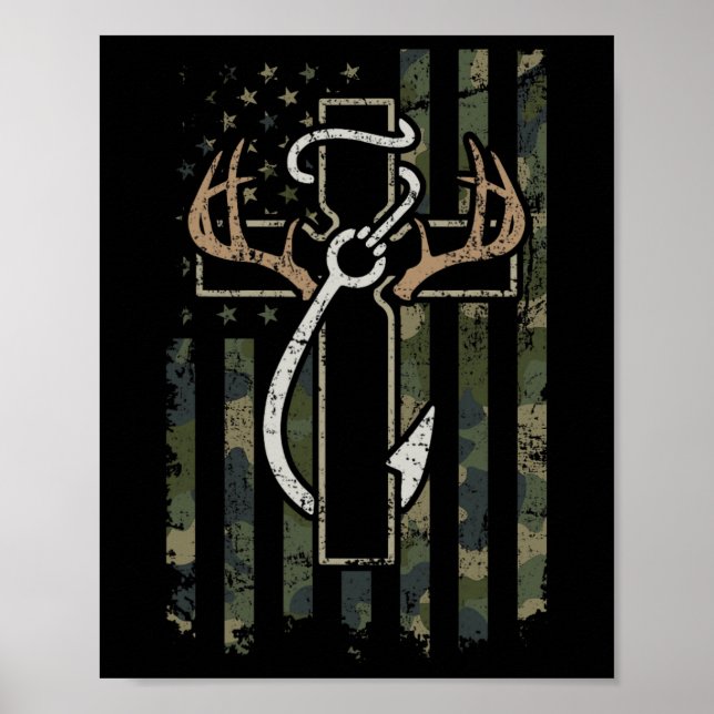 Affiche Chasse Pêche Foi - Chasseur Pêcheur Chrétien (Devant)