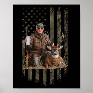 Affiche Chasse Trump Camouflage Drapeau américain Chasse a
