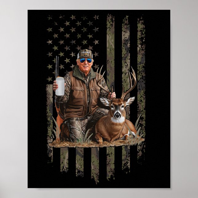 Affiche Chasse Trump Camouflage Drapeau américain Chasse a (Devant)