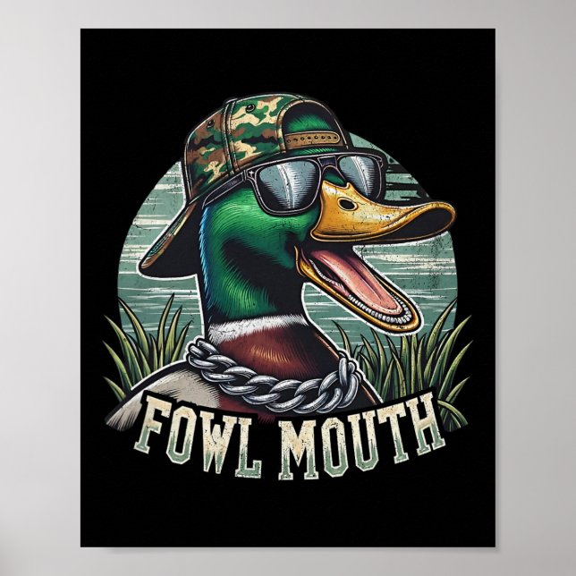 Affiche Chasseur de canard drôle Chemise Fowl Bouche Chass (Devant)
