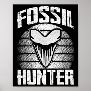 Affiche Chasseur de fossiles Mégalodon Dent de requin préh
