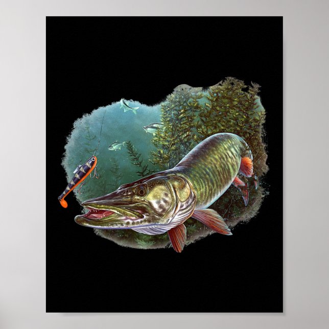 Affiche Chasseur de maskinongé pêcheur de maskinongé leurr (Devant)