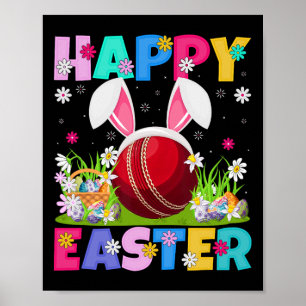 Affiche Chasseur de Pâques de joueur de cricket Lapin Orei