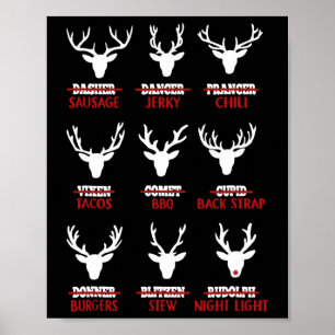 Affiche Chasseur de rennes de Noël amusant Chasse de viand