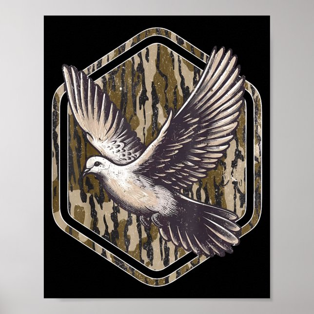 Affiche Chasseur de saison de chasse à la colombe camouflé (Devant)