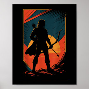 Affiche Chasseur de silhouette de tir à l'arc