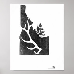 Affiche Chasseur d'élan de l'Idaho avec bois perdu