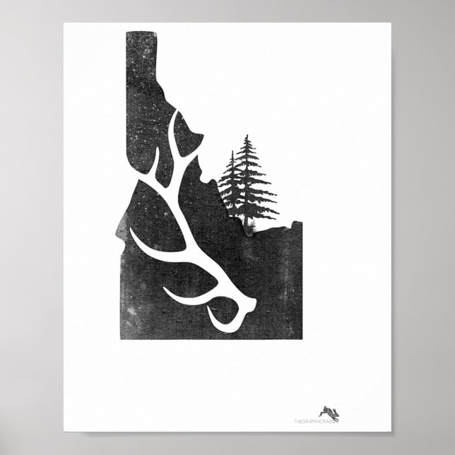Affiche Chasseur d'élan de l'Idaho avec bois perdu  (Devant)