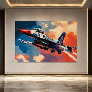 Affiche Chasseur Pop Art - Art d'aviation en plein envol
