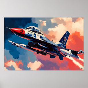 Affiche Chasseur Pop Art - Art d'aviation en plein envol