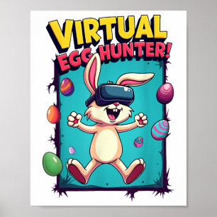 Affiche Chasseur virtuel d'oeufs - Amusant lapin de joueur