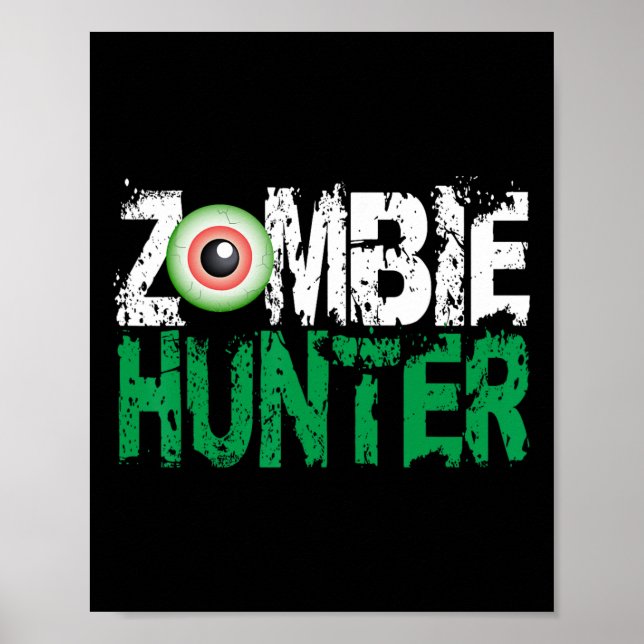 Affiche Chasseur Zombie Chemise Halloween mignonne avec un (Devant)