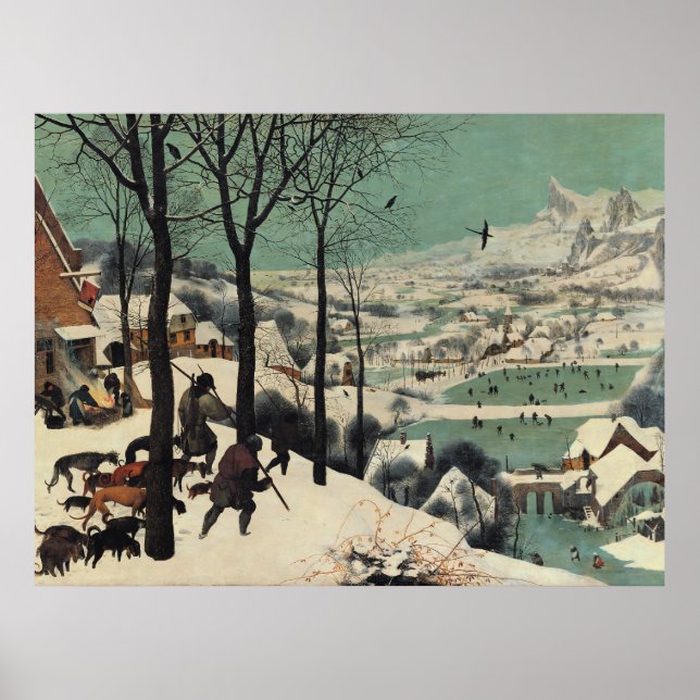 Affiche Chasseurs dans la neige, célèbre œuvre d'art, (Devant)