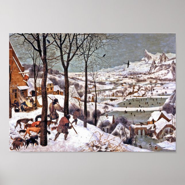 Affiche Chasseurs dans la neige, Pieter Bruegel l'Ancien (Devant)