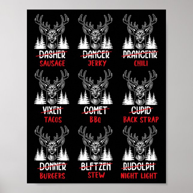 Affiche Chasseurs de cerfs drôles de Noël Renne de Santa H (Devant)