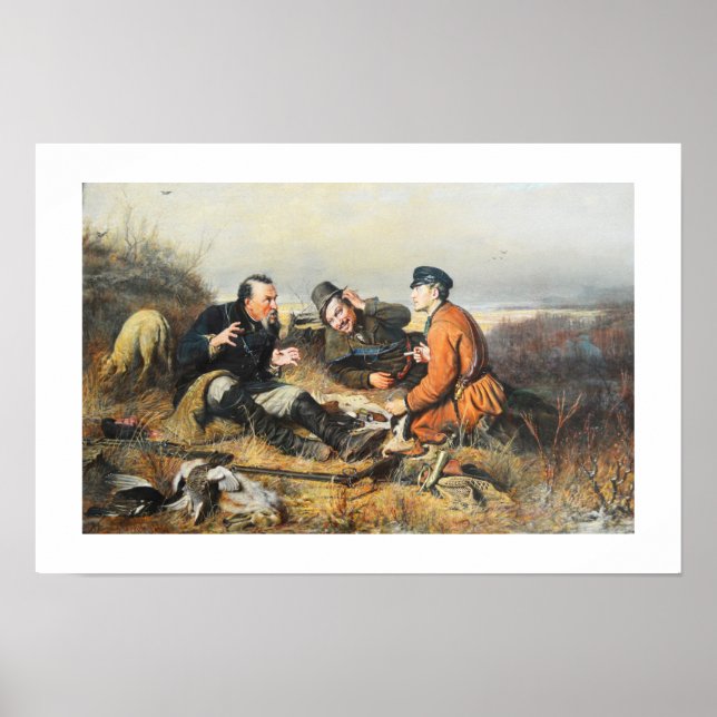 Affiche Chasseurs prenant une pause (Devant)