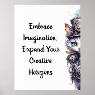 Affiche Chat 1 Kitten et chapeau supérieur aquarelle