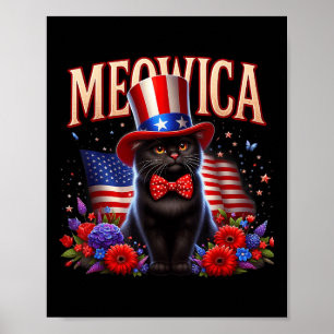 Affiche Chat 4 juillet Drapeau Usa Meowica Jour du Souveni