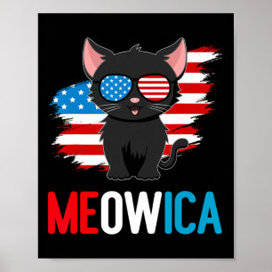 Affiche Chat 4 juillet Meowica Kitten patriotique américai