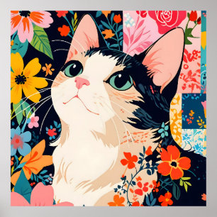 Affiche Chat à écailles florales