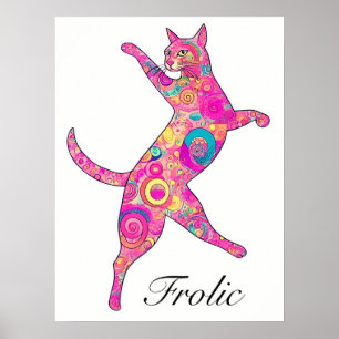 Affiche Chat à fourchettes multicolores