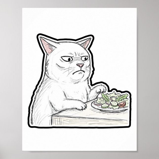 Affiche Chat à la table de dîner (Devant)