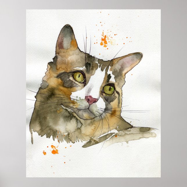 Affiche Chat à l'aquarelle (Devant)