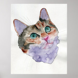 Affiche Chat à l'aquarelle