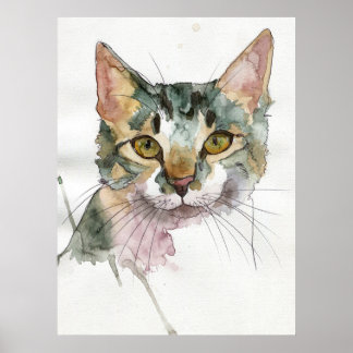 Affiche Chat à l'aquarelle