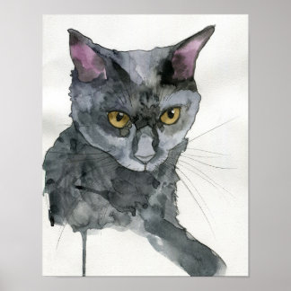 Affiche Chat à l'aquarelle