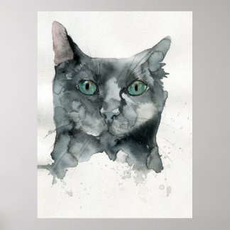 Affiche Chat à l'aquarelle