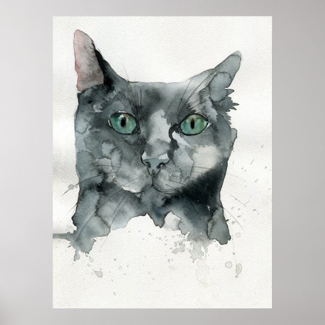 Affiche Chat à l'aquarelle (Devant)
