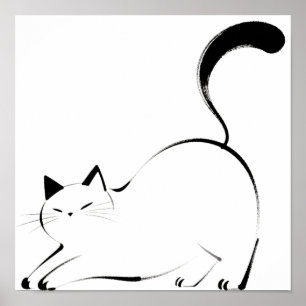 Affiche Chat à l'encre minimaliste, dessin en une ligne