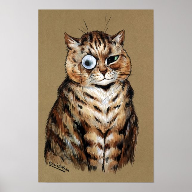 Affiche Chat à monocle, Louis Wain (Devant)