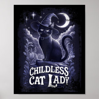 Affiche Chat à sorcière vintage Dames chats sans enfant