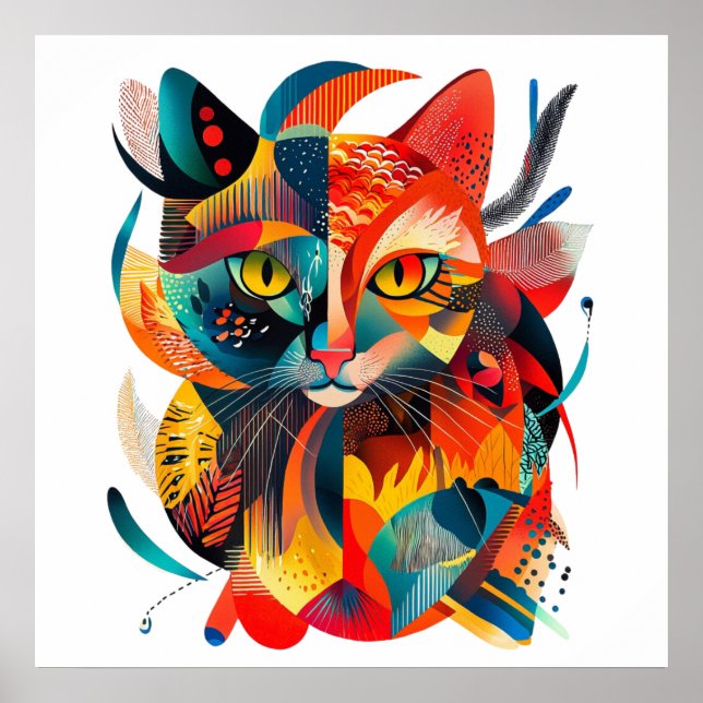 Affiche Chat abstrait coloré 🐱🎨 (Devant)