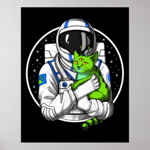 Affiche Chat Alien astronaute