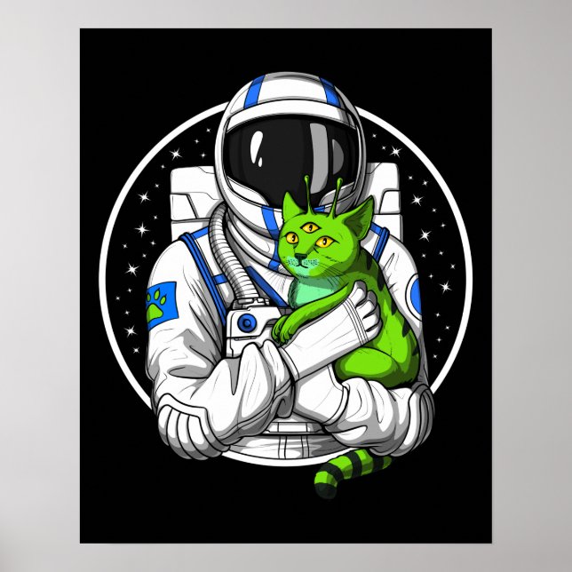 Affiche Chat Alien astronaute (Devant)