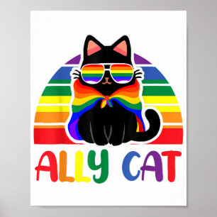 Affiche Chat allié LGBT Soyez gentil Drapeau arc-en-ciel d