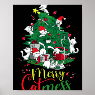 Affiche Chat amusant Arbre de Noël Joyeux Catmess Chats Am