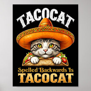 Affiche Chat Amusant Cinco De Mayo Tacocat épelé En Arrièr