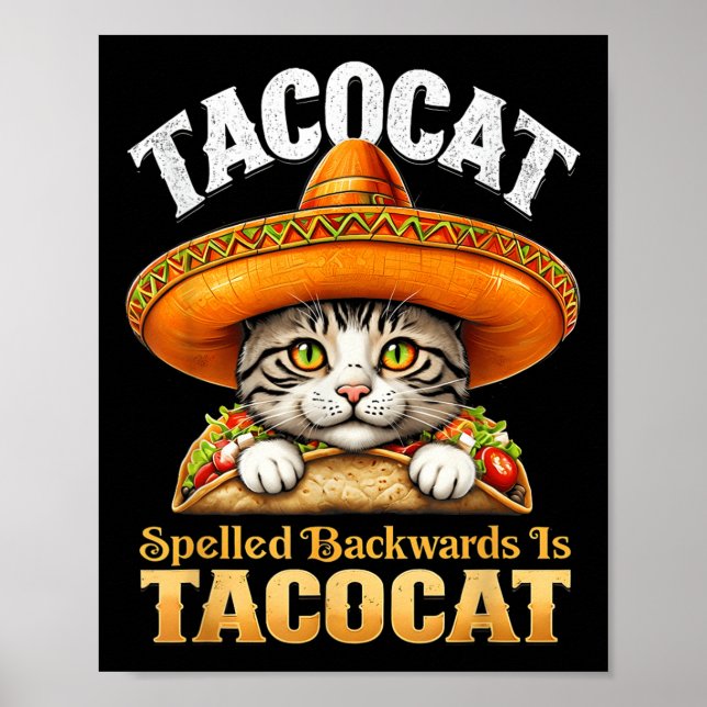 Affiche Chat Amusant Cinco De Mayo Tacocat épelé En Arrièr (Devant)