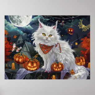Affiche Chat angora turc Halloween effrayant