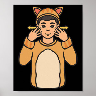 Affiche Chat Animal Langue Des Signes Gestuelle Sourds Per